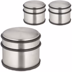 Relaxdays Fermaporta in Acciaio Inox, Set da 3, HxD: 7,5 x 9 cm, Blocca Porte Pesante e Antiscivolo, Argento Nero, Ferro, Gom ...
