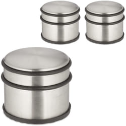Relaxdays Fermaporta in Acciaio Inox, Set da 3, HxD: 7,5 x 9 cm, Blocca Porte Pesante e Antiscivolo, Argento Nero
