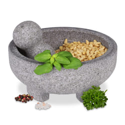Relaxdays 10042911 Grigio Granito Mortaio e pestello