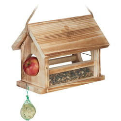 Relaxdays - Mangiatoia per Uccelli, in Legno d'Abete, hlp 24x31x20 cm, da Appendere e Poggiare, Giardino e Balcone, Natura