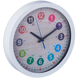 Relaxdays - Orologio da Parete per Bambini, Analogico, ø 30 cm, da Muro Cameretta Ragazzi, per Imparare l'Ora, Bianco
