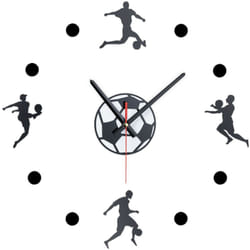 Relaxdays - Orologio da Parete Adesivo diy, Tema Calcio 3D, ø 50-100 cm, Muro Cameretta dei Bambini, Salotto, Nero Bianco