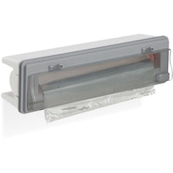 Relaxdays - Taglia Pellicola da Cucina, Dispenser Porta Rotoli Plastica & Alluminio, per Parete e Cassetto, Grigio Bianco