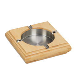Relaxdays 4052025432171 portacenere e accessori Quadrato Bamboo, Acciaio