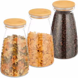 Con questo pratico set da 3 barattoli per alimenti potrai finalmente fare chiarezza nella dispensa disponendo in modo ordinat ...