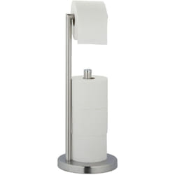 Relaxdays - Portarotoli da Terra, Piantana da Bagno, Per 3 Rotoli di Carta Igienica, Acciaio Inox, HxD 53x20,5 cm, Argento