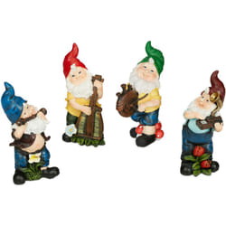 Relaxdays - Set da 4 Gnomi da Giardino, Musicisti, Statua Nano, in Poliresina Antigelo e Resistente Intemperie, Colorato