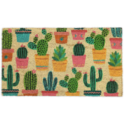 Relaxdays - Zerbino in Fibra di Cocco, 75x42 cm, Design Cactus, Tappetino da Interni ed Esterni, Antiscivolo, Multicolore