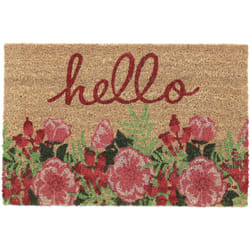 Relaxdays - Zerbino in Fibra di Cocco, Frase in Inglese Hello, Interni ed Esterni, 40x60 cm, Antiscivolo, Naturale/Nero