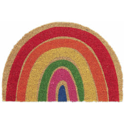 Relaxdays - Zerbino in Cocco, Semi Cerchio 40x60 cm, Design Arcobaleno, Interni e Esterni, Tappetino Antiscivolo, Colorato