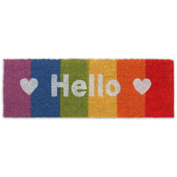 Relaxdays - Zerbino in Fibra di Cocco, Tappetino Ingresso, Scritta hello, Arcobaleno, In & Outdoor, 75x25cm, Multicolore