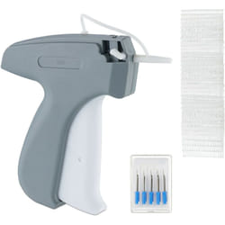 Relaxdays - Pistola Etichettatrice per Indumenti, Prezzatrice Sparafili con 5 Aghi di Riserva e 5000 Fili, Verde Bianco