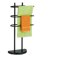 Piantana Portasciugamani, Autoportante, 3 Bracci in Ferro, hlp: 83x39x18 cm, Appendi Asciugamani Bagno, Nero - Relaxdays