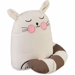 Relaxdays Gatto Fermaporta, in Stoffa Morbida, Blocca Porta da Terra, Interno in Sabbia, 22x20x15,5 cm, Bianco Marrone, 50% P ...