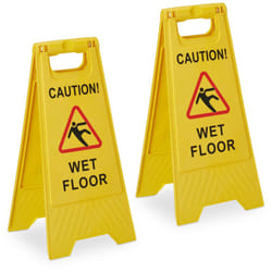 Relaxdays - Cartello Avvertimento Antiscivolo, Set da 2, Segnale Pieghevole, Scritta in Inglese Caution Wet Floor, Giallo