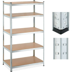 Scaffale in Acciaio, HxLxP 180x100x60 cm, 5 Ripiani ad Alta Portata 1250 kg, per Garage e Cantina, Argentato - Relaxdays