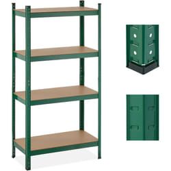 Scaffale in Acciaio, 280 kg Capacità di Carico, 156x80x40 cm, Scaffalatura Alta Portata con 4 Ripiani, Verde - Relaxdays