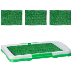 Relaxdays - Lettiera per Cani, 4 Tappetini Igienici in Erba Sintetica, Traversine Cuccioli, 5,5x45,5x33 cm, Bianco Verde