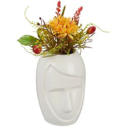 Relaxdays - Vaso per Fiori, Portafiori con Volto Decorativo in Ceramica, Viso Stilizzato, HxLxP: 14,5x9,5x10,5 cm, Bianco