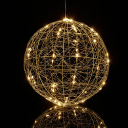 Relaxdays Sfera di Luci a LED, Lampada Decorativa Fili Luminosi, da Appendere o Appoggiare, Cavo Lungo, Ø 30 cm, Argento