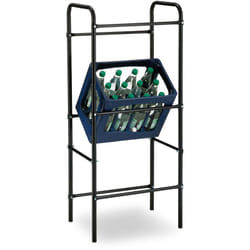 Relaxdays - Scaffale per Casse d'Acqua, HxLxP: 116 x 50 x 34 cm, Scaffalatura per 3 Cassette Bevande, in Acciaio, Nero