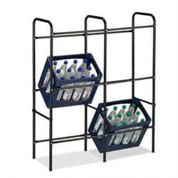 Relaxdays Scaffale per Casse d'Acqua, HxLxP: 116 x 95 x 34 cm, Scaffalatura per 6 Cassette Bevande, in Acciaio, Nero