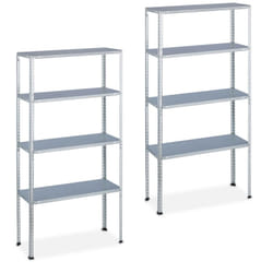 Relaxdays - 2x Scaffale in Acciaio Zincato, Alta Portata 200 kg, hlp: 150x75x30 cm, 4 Ripiani, per Garage e Dispensa, Argento