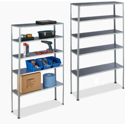 2x Scaffale in Acciaio Zincato, Portata 250 kg, HxLxP: 185x100x30 cm, 5 Ripiani, per Garage e Dispensa, Argento
