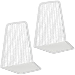 Relaxdays - Set da 2 Fermalibri per Mensole, Supporti Libri e dvd, Rggilibri a Rete in Acciaio, hlp 14 x 12 x 9 cm, Bianco
