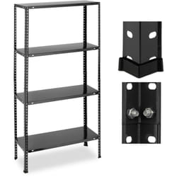 Scaffale in Acciaio, hlp 147,5x75,5x30,5 cm, 4 Ripiani Regolabili, Alta Portata 160 kg, Garage e Cantina, Nero - Relaxdays