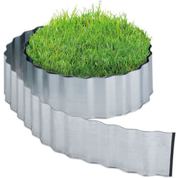 Relaxdays - Recinto per Prato e Aiuole, Bordo, Sponda per Giardino Antiradice, hl 16 cm x 8 m, in Ferro Zincato, Argentato