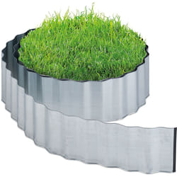 Relaxdays - Recinto per Prato e Aiuole, Bordo, Sponda per Giardino Antiradice, hl 16 cm x 6 m, in Ferro Zincato, Argentato