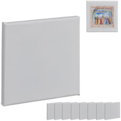 Relaxdays - Tela Quadrata per Pittura Acrilica, Set 10 Canvas da Dipingere Quadre, per Acquerelli, Tempere a Olio, Bianco