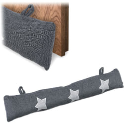 Relaxdays - Paraspifferi, Parafreddo per Finestra e Porta, Salsicciotto Riempito di Sabbia, 76 cm, Design Stelle, Grigio