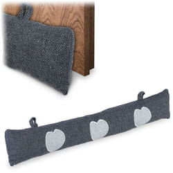 Relaxdays - Paraspifferi, Parafreddo per Finestra e Porta, Salsicciotto Riempito di Sabbia, 76 cm, Design Cuore, Grigio