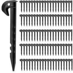 Picchetti per Robot Tagliaerba, Set da 200 Chiodini, Guida per Cavi, Accessori per Tosaerba, Plastica, Nero - Relaxdays
