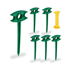 Set da 25 Picchetti per Tende, Corda 15 m , Pioli in Plastica pp, Ancoraggio a Terra, Guida Filo, Verde Giallo - Relaxdays