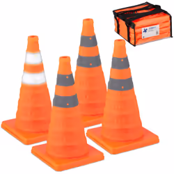 Scopri il nostro set da 4 coni stradali pieghevoli: pratici e versatili! I coni di segnalazione possono essere piegati per ri ...