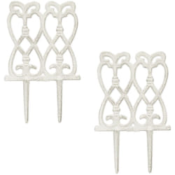 Relaxdays - Bordure per Aiuole, Set 2, HxL 25x14,5 cm, Recinzione per Cortile e Giardino, Design in Ghisa Vintage, Bianco