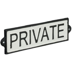 Relaxdays - Cartello Privato da Giardino, Scritta 'Private', Targhetta per Porta, Segnale Proprietà, in Ghisa, Bianco Nero