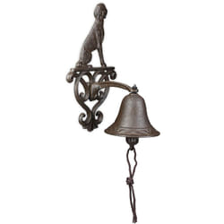 Relaxdays - Campanella da Muro in Ghisa, Design Antico, Campana con Corda e Cagnolino Decorativo, 25 x 14 x 15 cm, Marrone