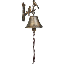 Relaxdays - Campanella da Parete in Ghisa, Campana da Appendere, con Corda, Design Vintage, hlp 20 x 10 x 13 cm, Bronzo