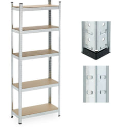 Relaxdays - Scaffale in Acciaio, hlp 180 x 70x 30 cm, 5 Ripiani ad Alta Portata 500 kg, per Garage e Cantina, Argentato