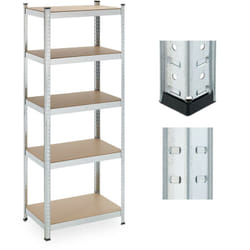 Relaxdays - Scaffale in Acciaio, hlp 180 x 70x 45 cm, 5 Ripiani ad Alta Portata 500 kg, per Garage e Cantina, Argentato