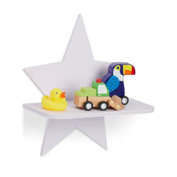 Mensola da Parete a Forma di Stella, per la Cameretta dei Bambini, hlp: 27,5 x 25 x 11,5 cm, in Legno, Bianco - Relaxdays
