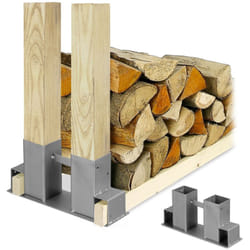 Relaxdays - Supporti per Portalegna, Set da 2 Staffe, Sostegni per Cataste di Legna, Scaffali Fai da Te, Metallo, Argento