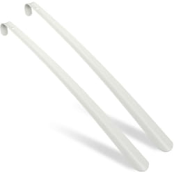 Relaxdays - Calzascarpe Lungo 58,5 cm, Set da 2, Calzante da Appendere, Calza Scarpe e Stivali, in Ferro, Metallo, Bianco