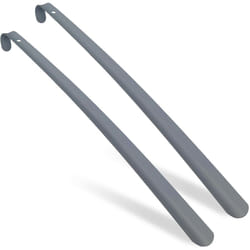 Relaxdays - Set da 2 Calzascarpe, Lunghezza 58 cm, Calzante da Appendere, Calza Scarpe e Stivali, in Metallo, Grigio