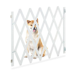 Relaxdays - Cancelletto di Sicurezza per Cani, Recinzione Allungabile fino a 140 cm, Alto 34-140 cm, in Bambù, Bianco