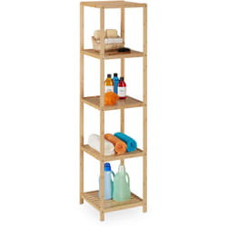 Scaffale da Bagno, in Bambù, hlp: 162 x 38 x 39,5 cm, 5 Ripiani, Mobile da Terra da Cucina, Marrone Naturale - Relaxdays